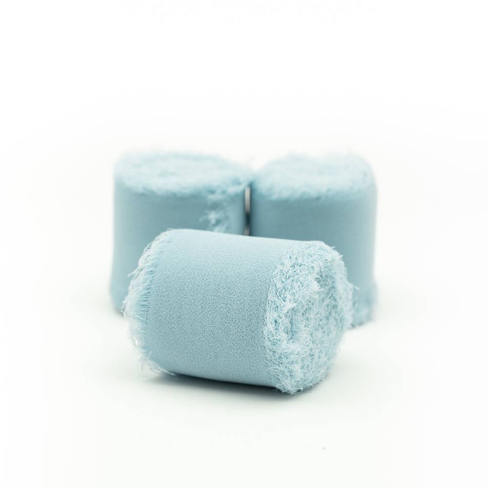 Panglica de matase, baby blue, 4cmx5m, pentru invitatii de nunta