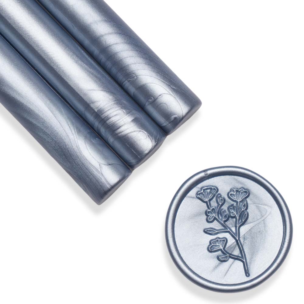Baton ceara, albastru cenusiu, sidefat metalizat, 1.1 x 13 cm, ceara pentru sigilii