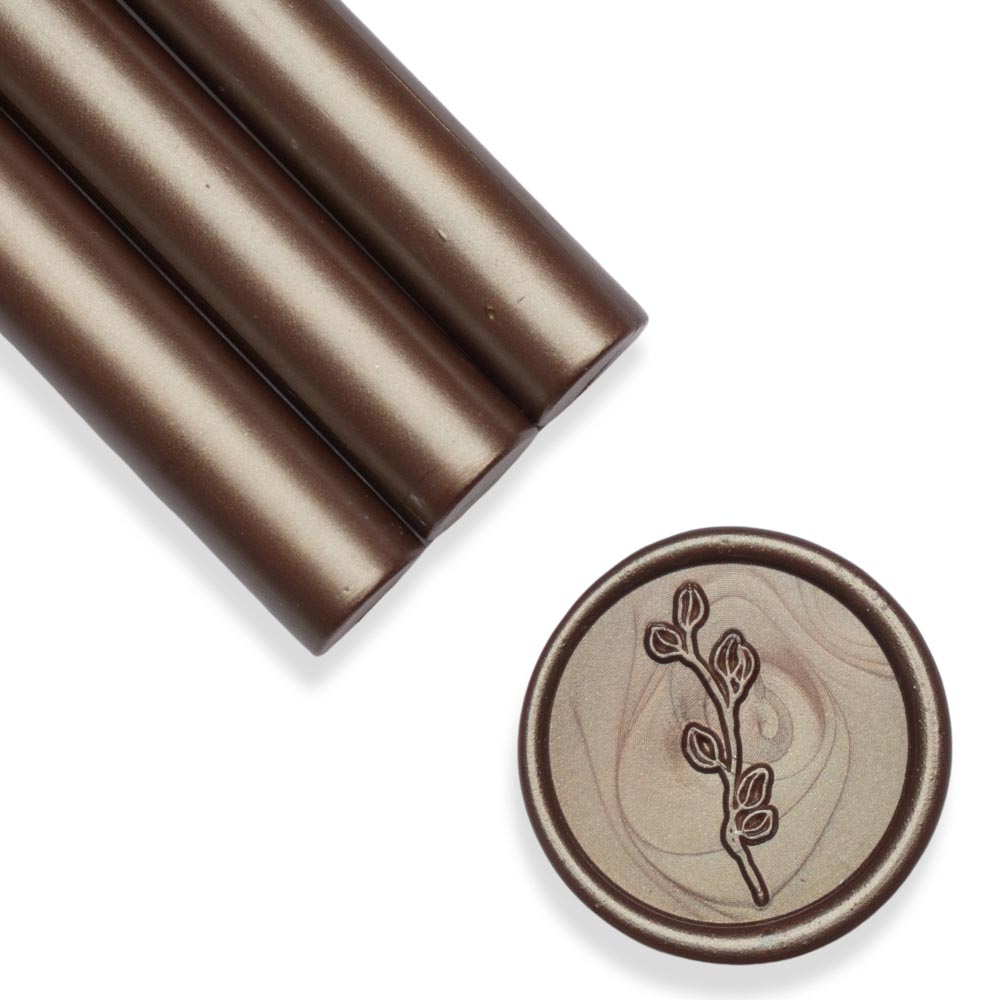 Baton ceara, maro castaniu, sidefat metalizat, 1.1 x 13 cm, ceara pentru sigilii