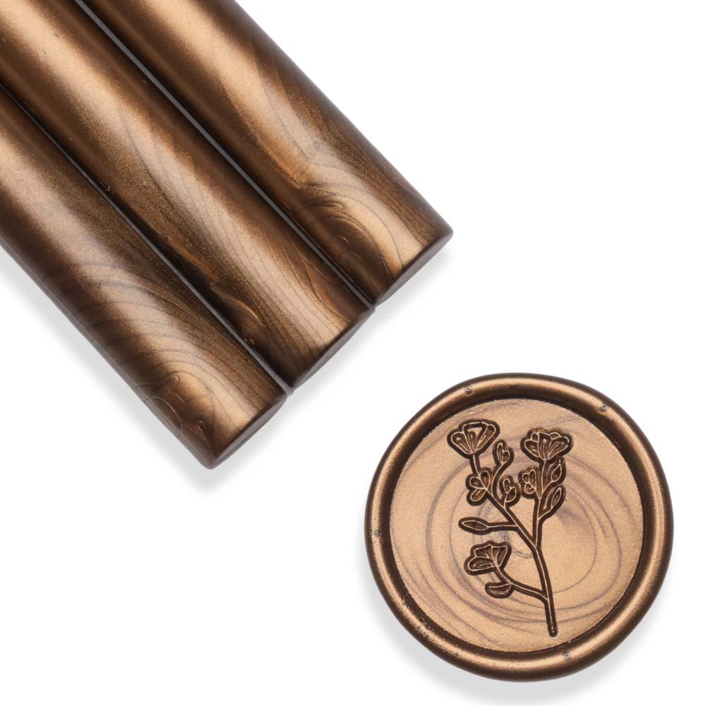 Baton ceara, maro tabacco, sidefat metalizat, 1.1 x 13 cm, ceara pentru sigilii