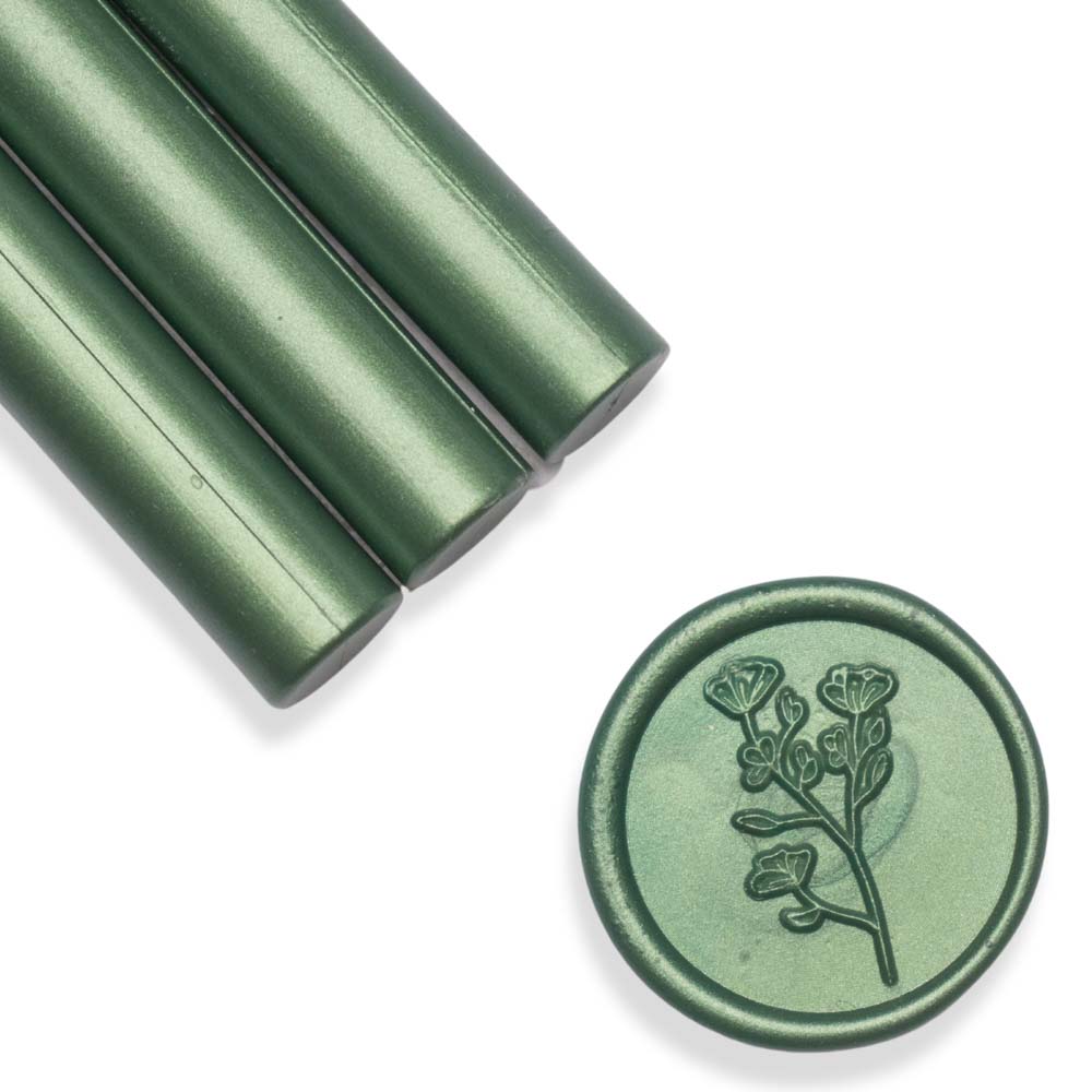 Baton ceara, verde pin, sidefat, 1.1 x 13 cm, ceara pentru sigilii