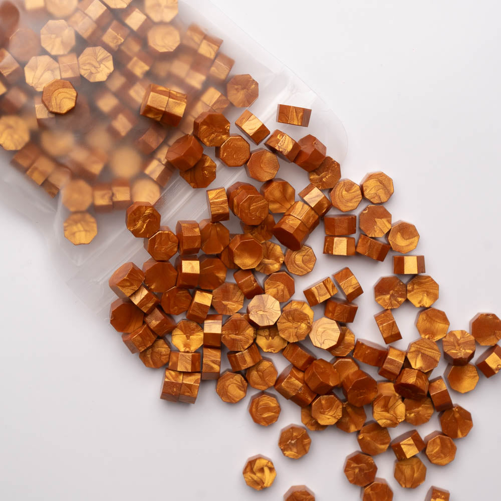 Beads ceara, cupru portocaliu sidefat, granule ceara pentru sigilii