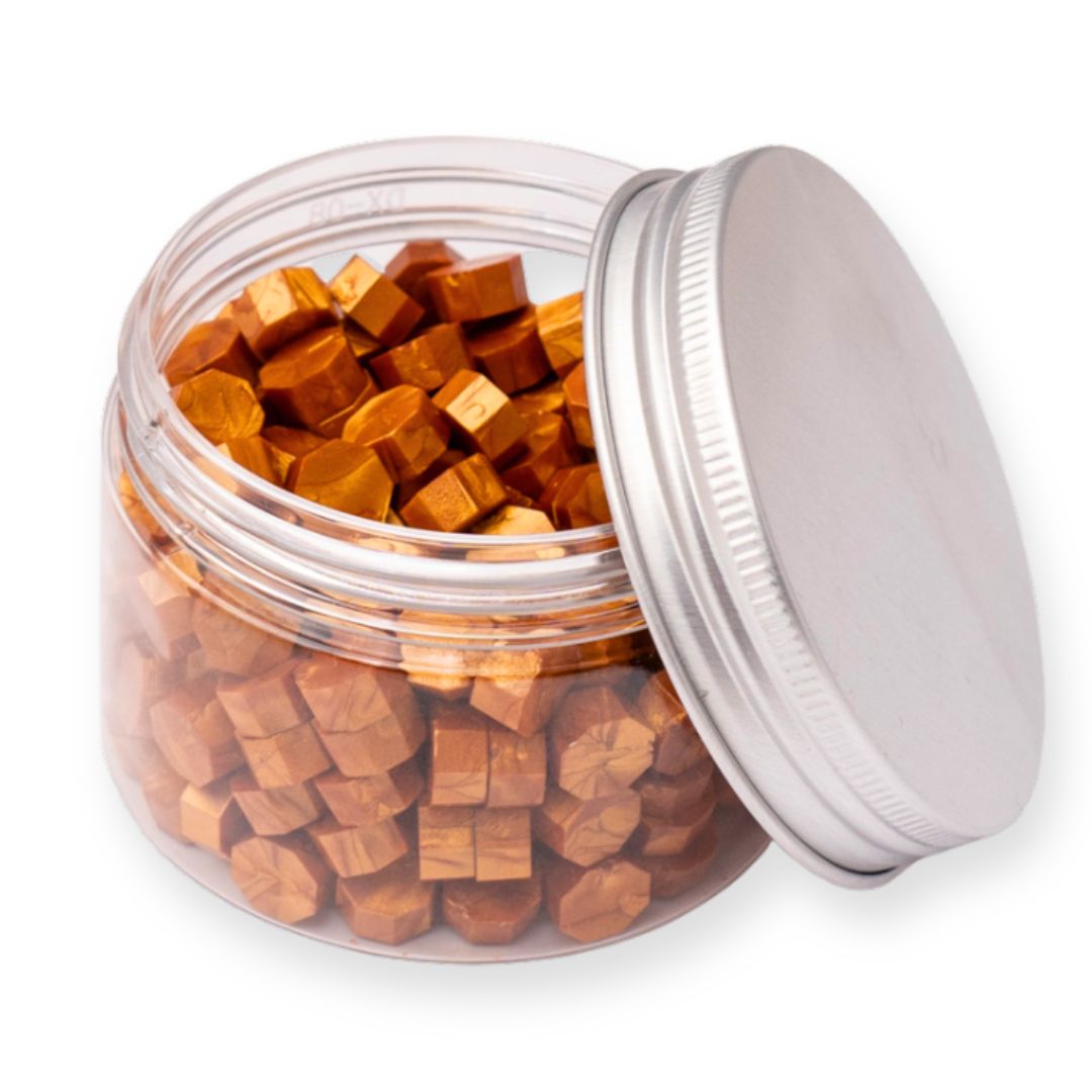 Beads ceara, cupru portocaliu sidefat, granule ceara pentru sigilii