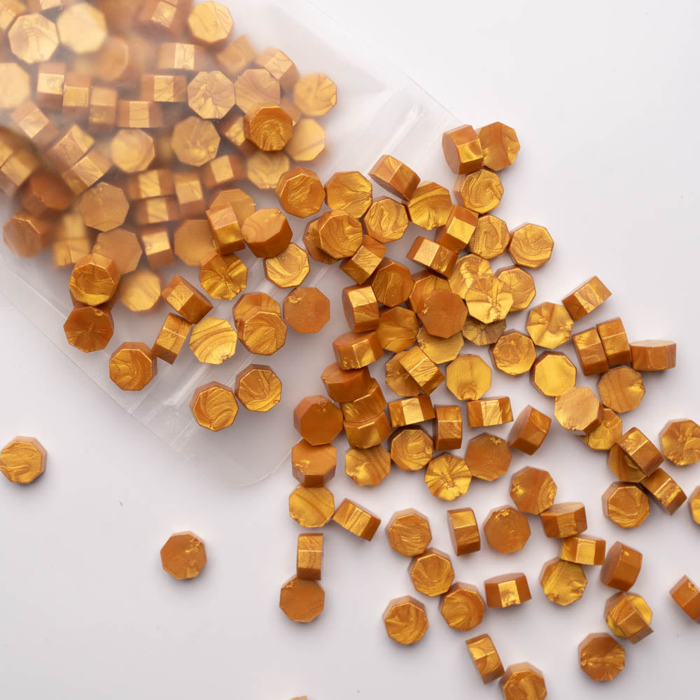 Beads ceara, gold sidefat, granule ceara pentru sigilii