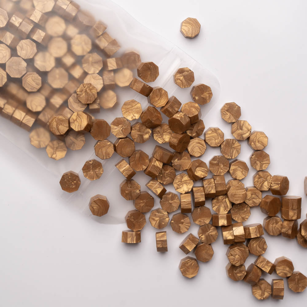 Beads ceara, gold-bronze sidefat, granule ceara pentru sigilii