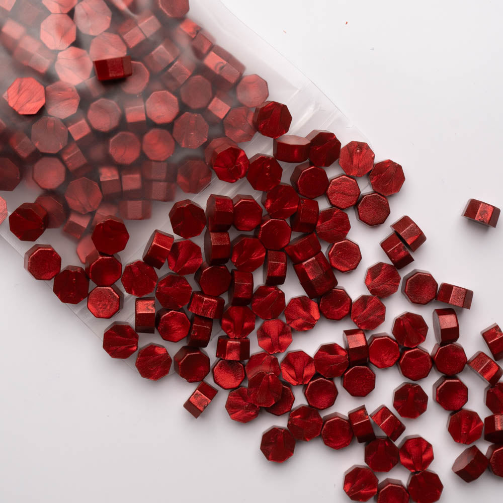 Beads ceara, rosu sidefat, granule ceara pentru sigilii
