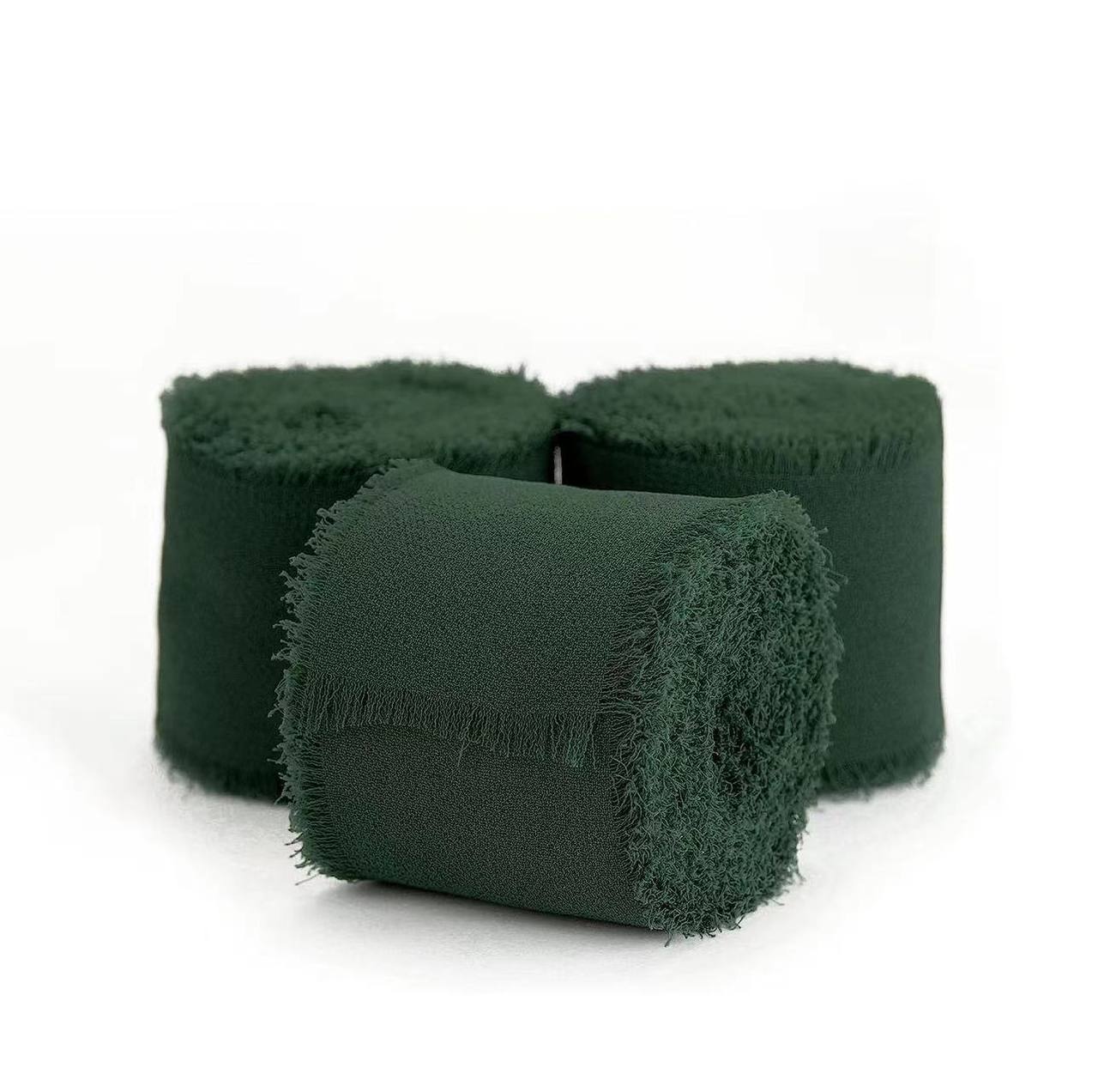 Panglica de matase, invitatii de nunta, 4cmx5m, verde inchis