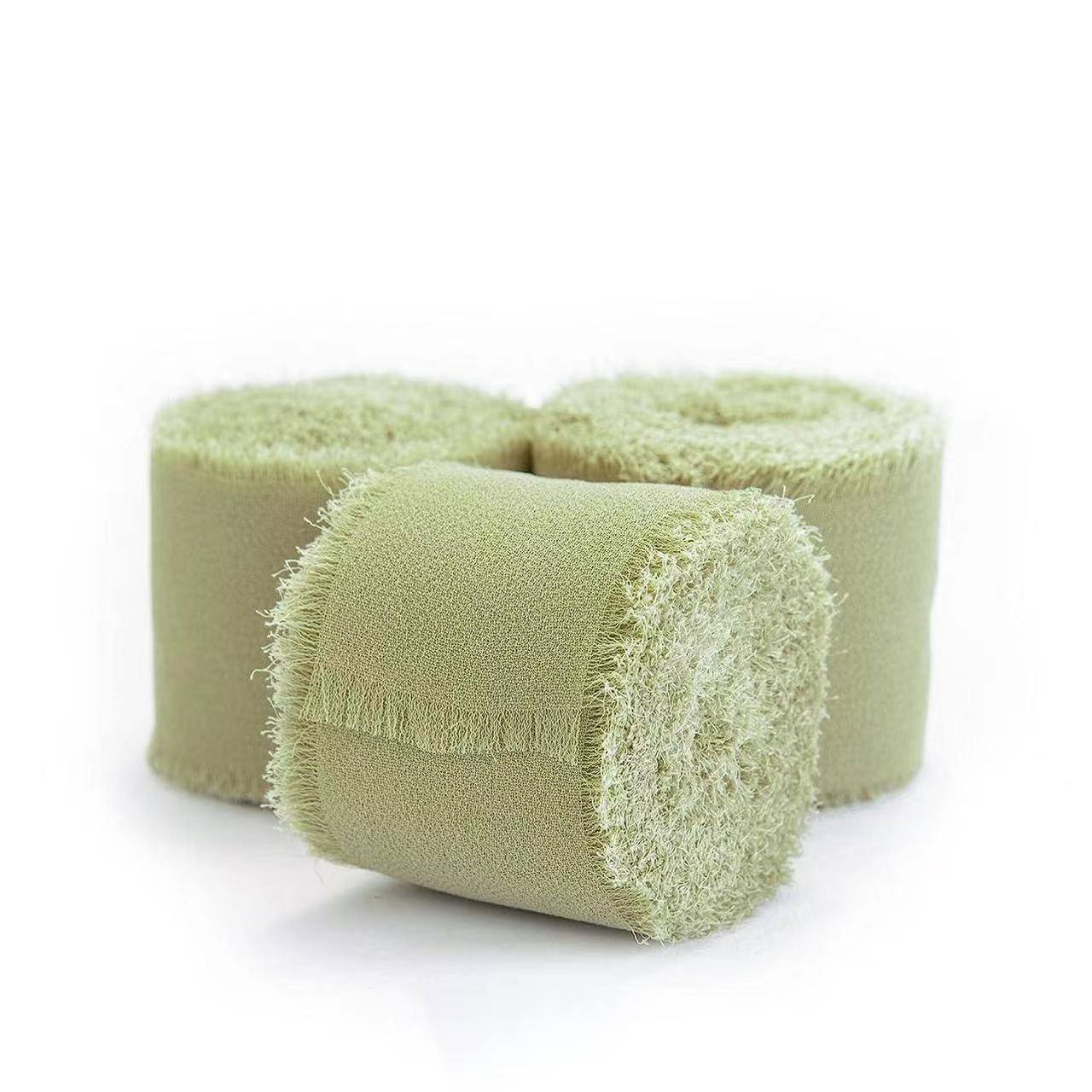 Panglica de matase, invitatii de nunta, 4cmx5m, verde olive