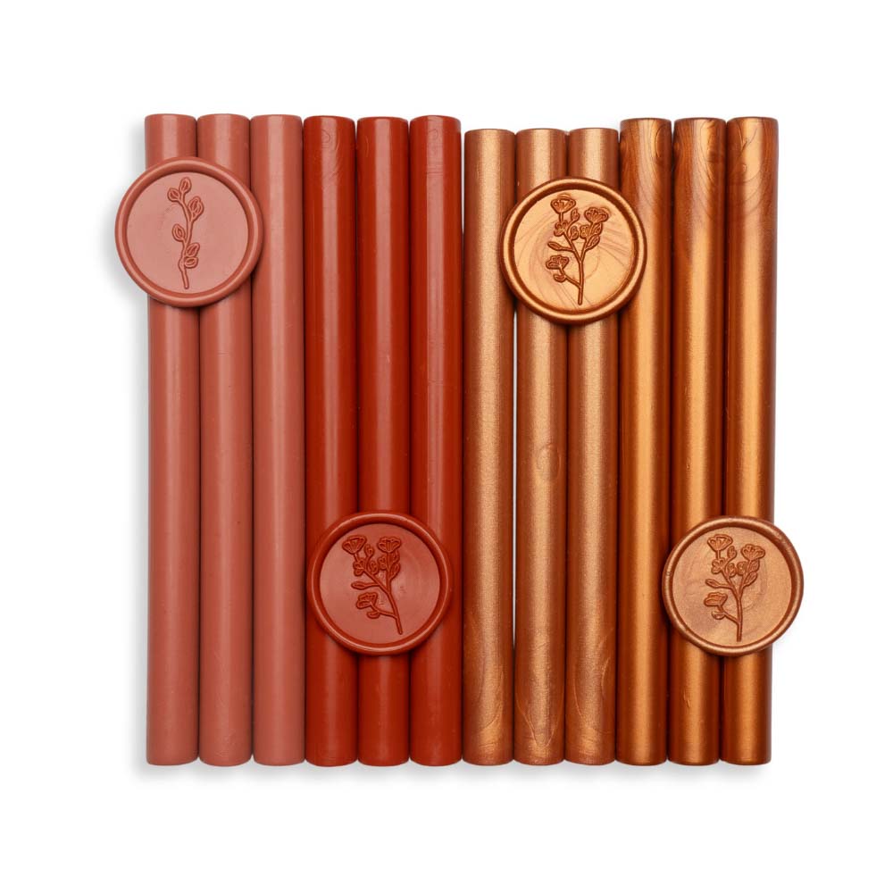Baton ceara, cupru portocaliu, sidefat, 1.1 x 13 cm, ceara pentru sigilii