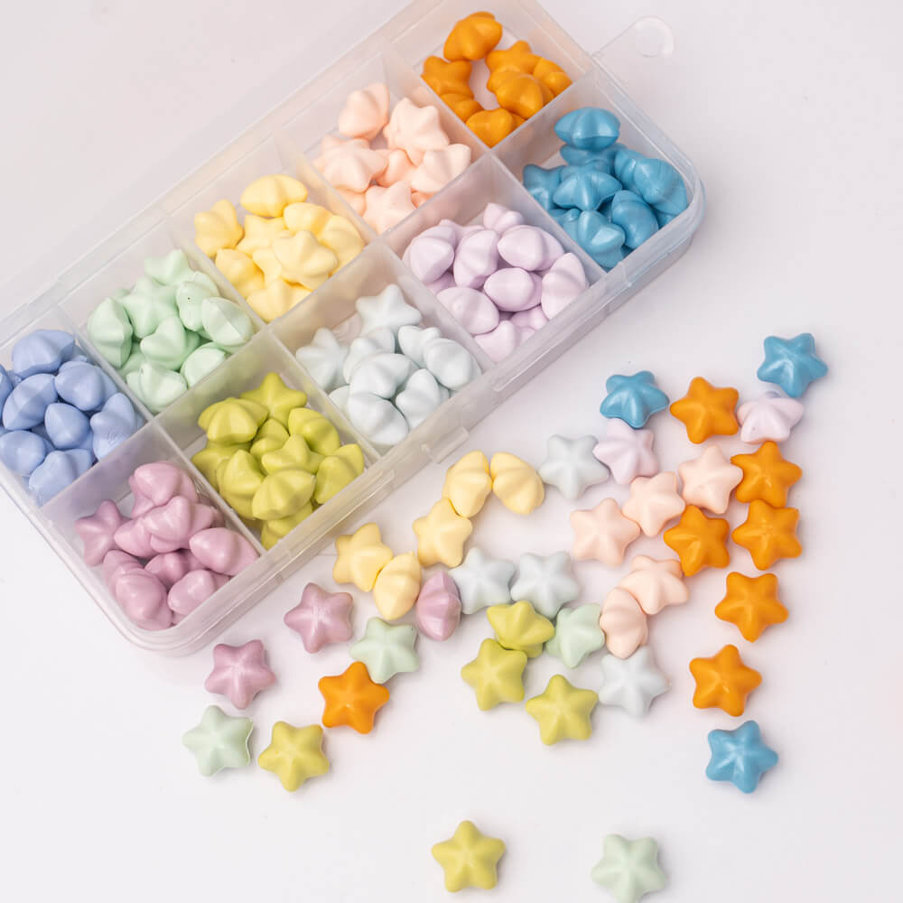 Beads ceara, 10 culori, 160 granule ceara pentru sigilii in forma de stea