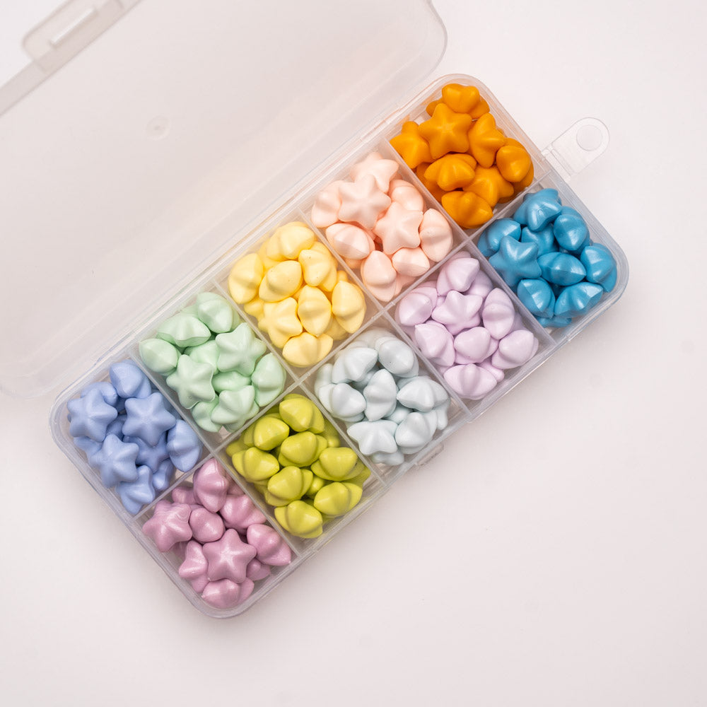 Beads ceara, 10 culori, 160 granule ceara pentru sigilii in forma de stea