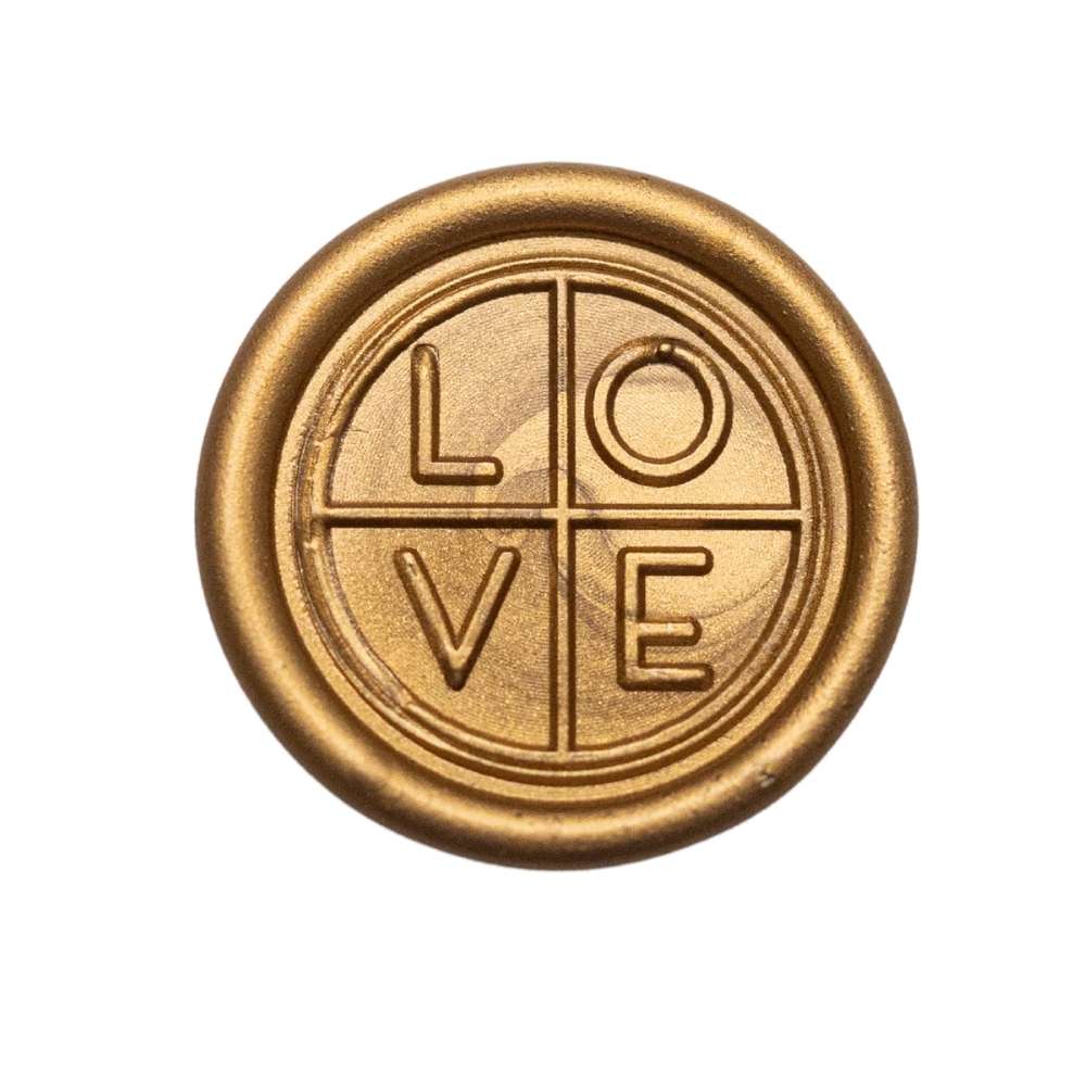 Stampila sigilu ceara, model “L O V E Divided”, 25 mm