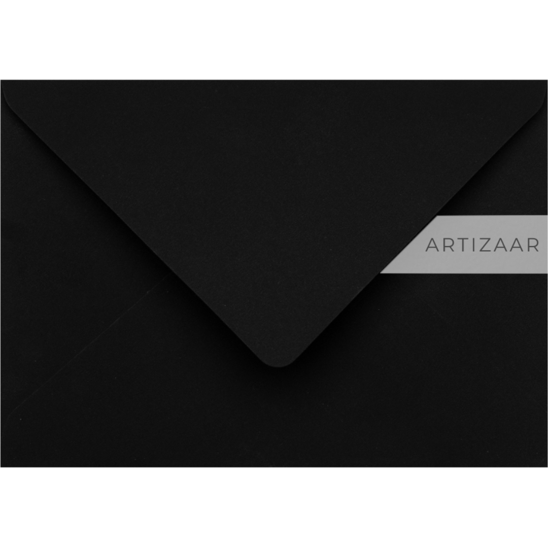 Plic B6, negru intens, finisaj catifea, 125x175 mm, pentru invitatii de nunta