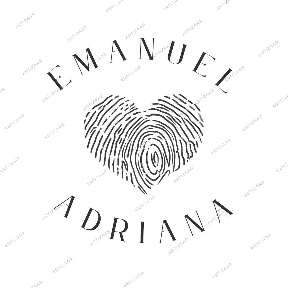 Stampila personalizata cu numele mirilor, Aura, 25 mm