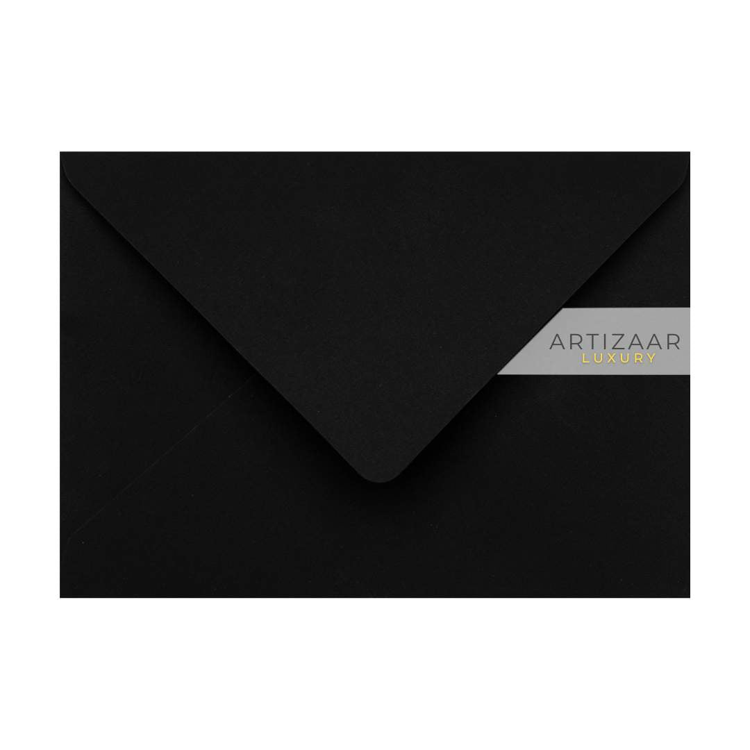 Plic B6, negru intens, finisaj catifea, 125x175 mm, pentru invitatii de nunta