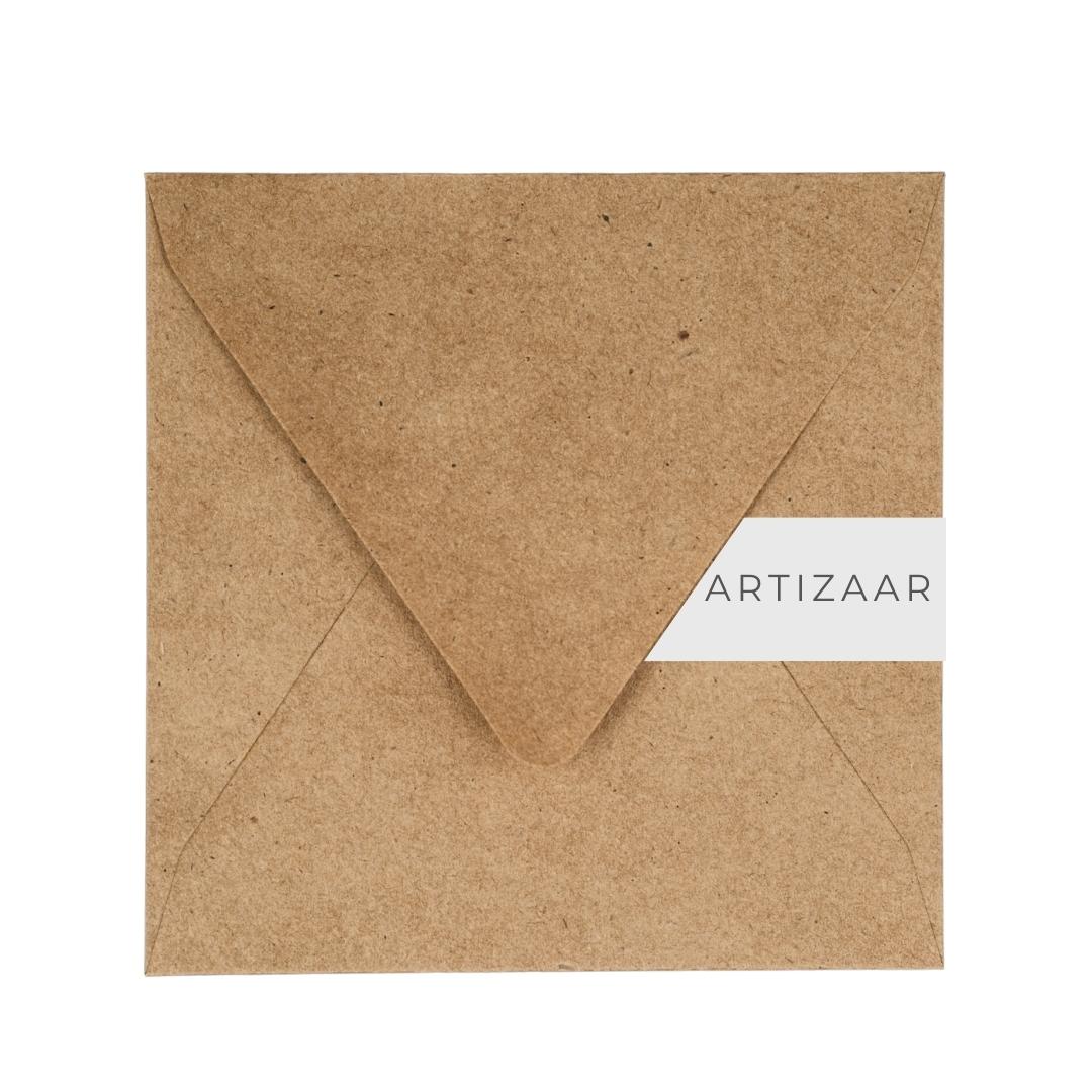 Plic patrat SQ, craft, 130x130 mm, pentru invitatii de nunta